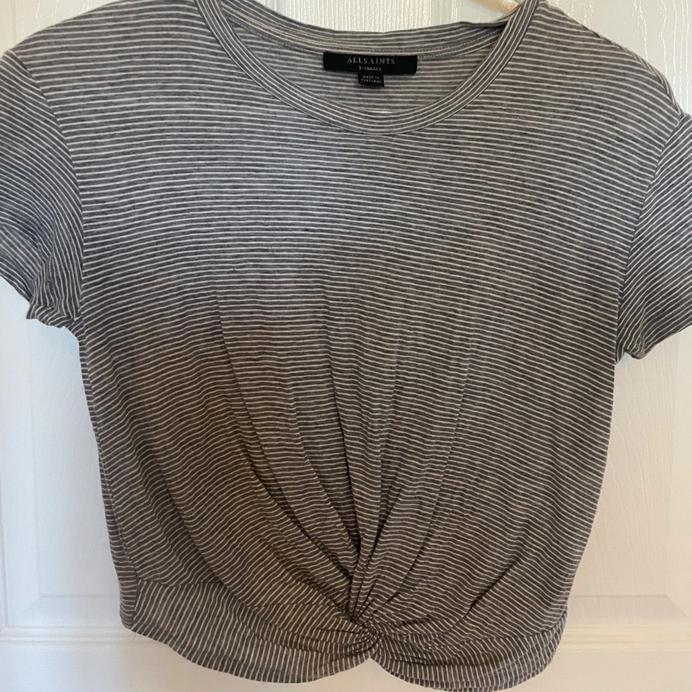 All Saints Striped Crop Top